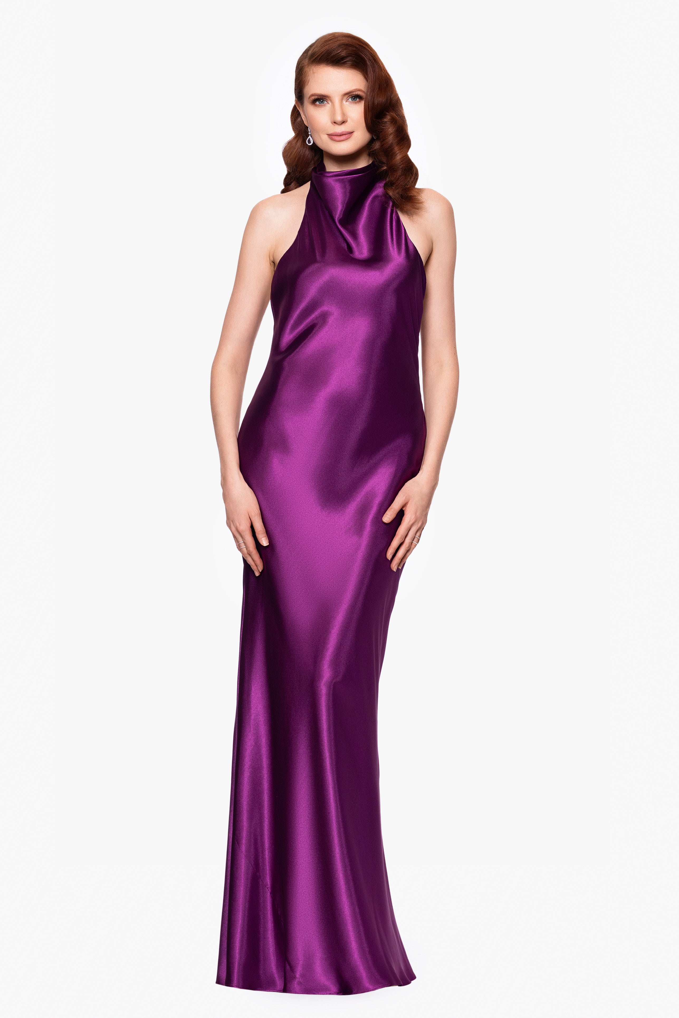 "Shannon" Halter Necktie Floor Length Dress