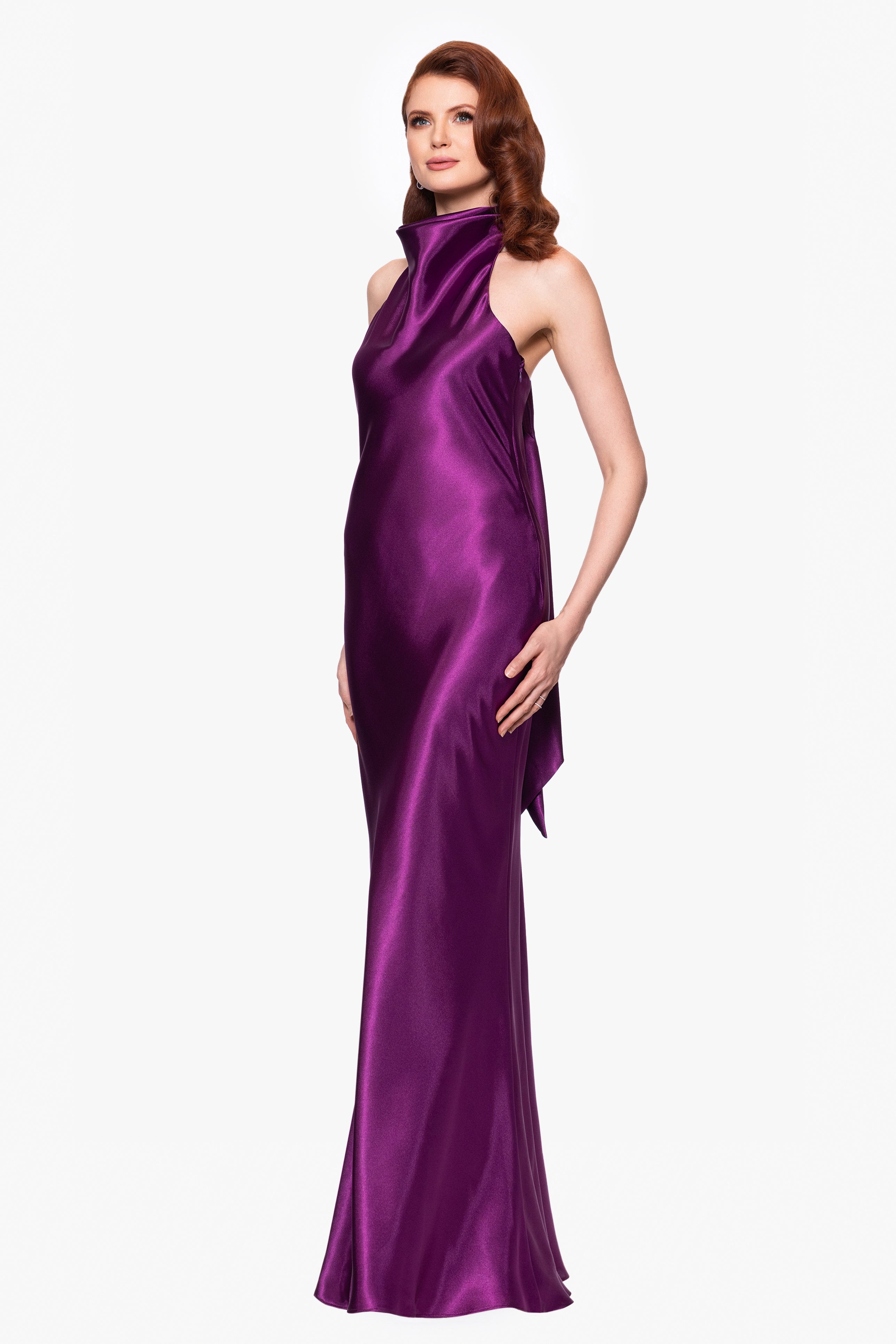 "Shannon" Halter Necktie Floor Length Dress