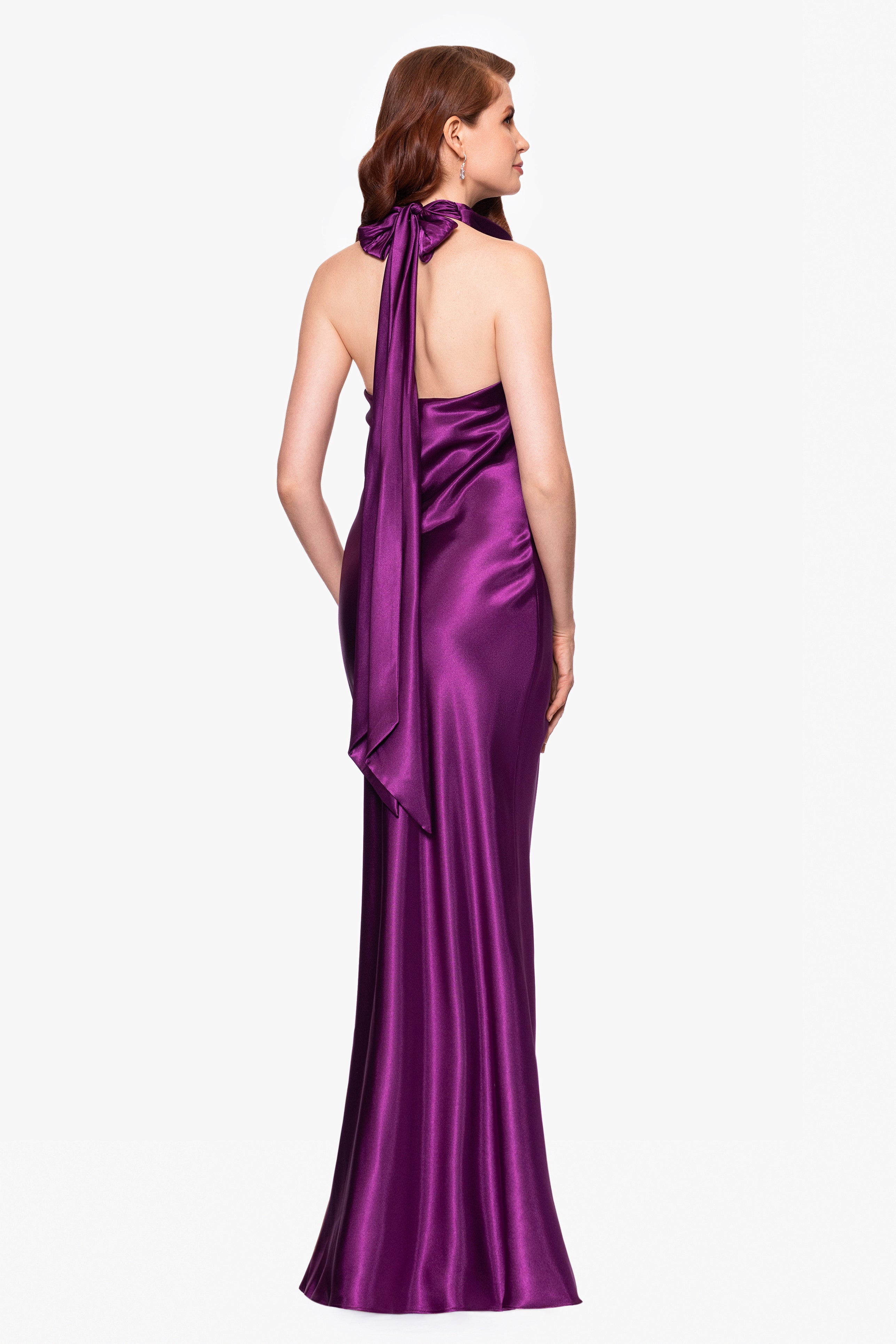 "Shannon" Halter Necktie Floor Length Dress