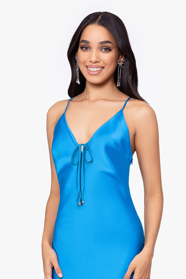 "Jen" Long Satin Spaghetti Strap Dress