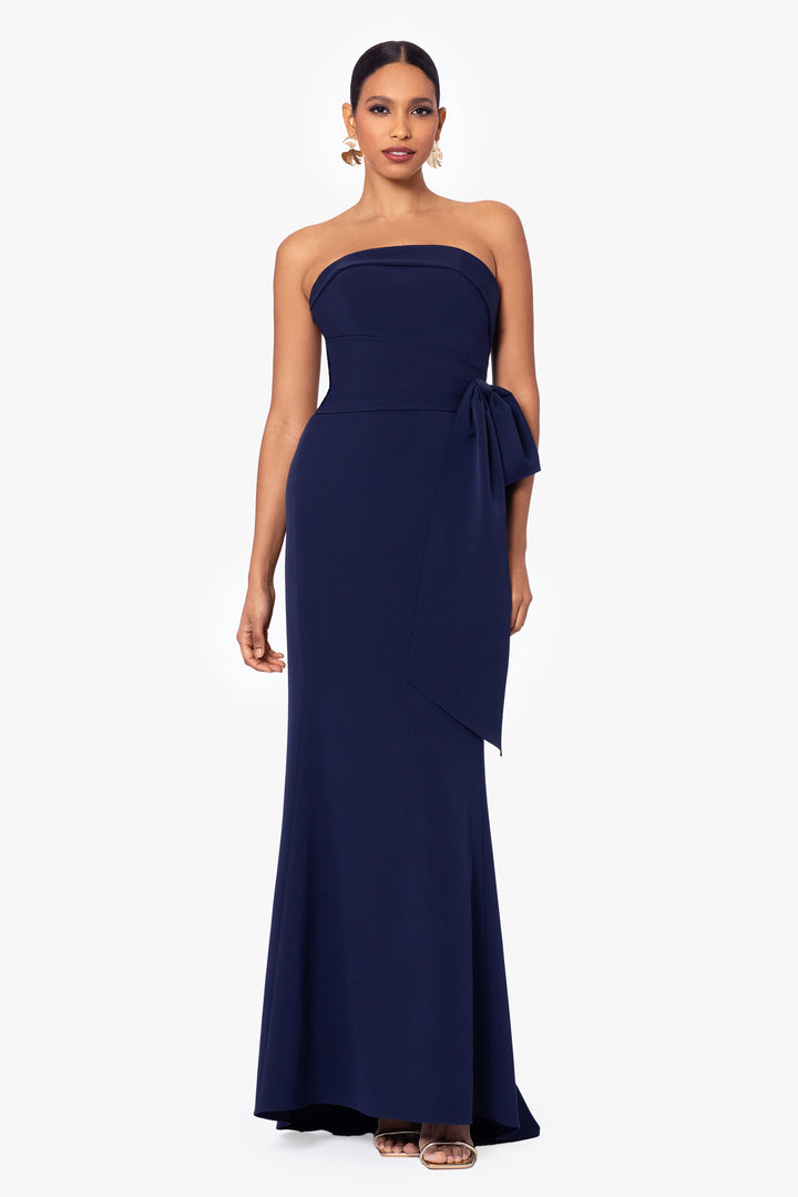 "Kayden" Long Scuba Strapless Bow Dress