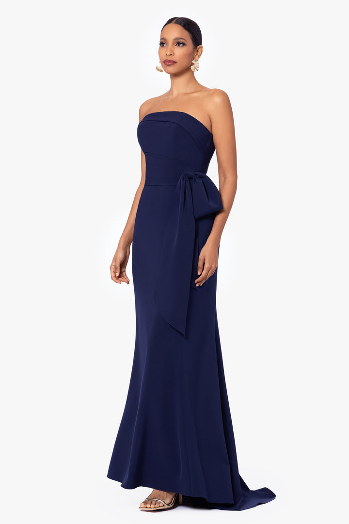 "Kayden" Long Scuba Strapless Bow Dress