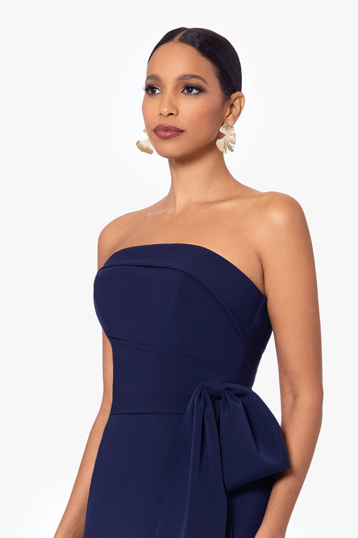 "Kayden" Long Scuba Strapless Bow Dress