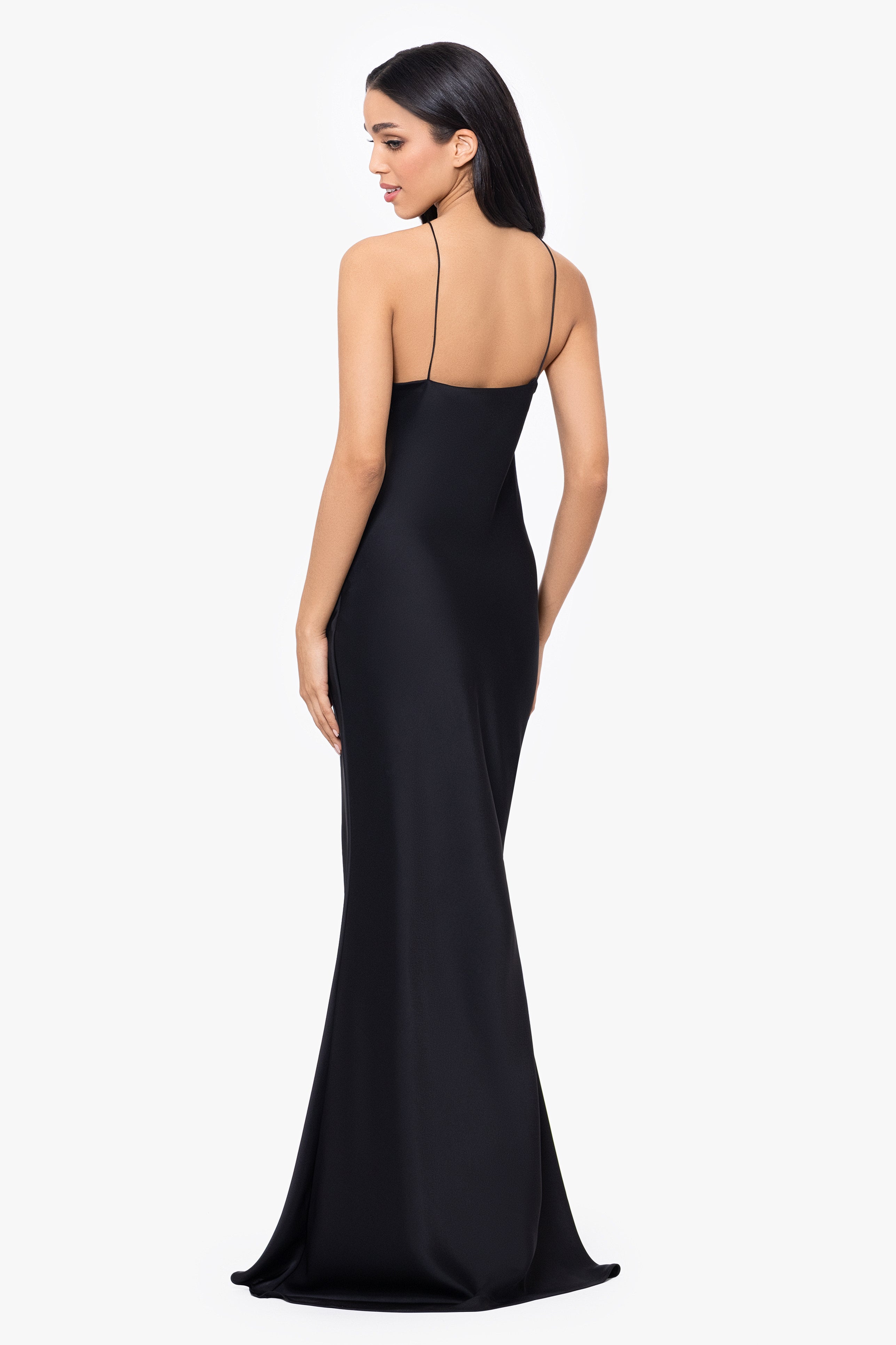 "Jaylina" Double Satin Strap Neck Gown