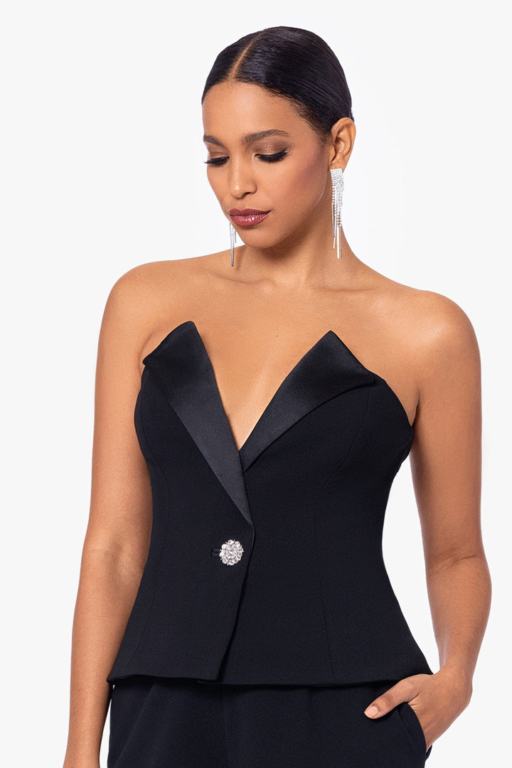 "Veronica" Sleeveless Scuba Crepe Tuxedo Jumpsuit