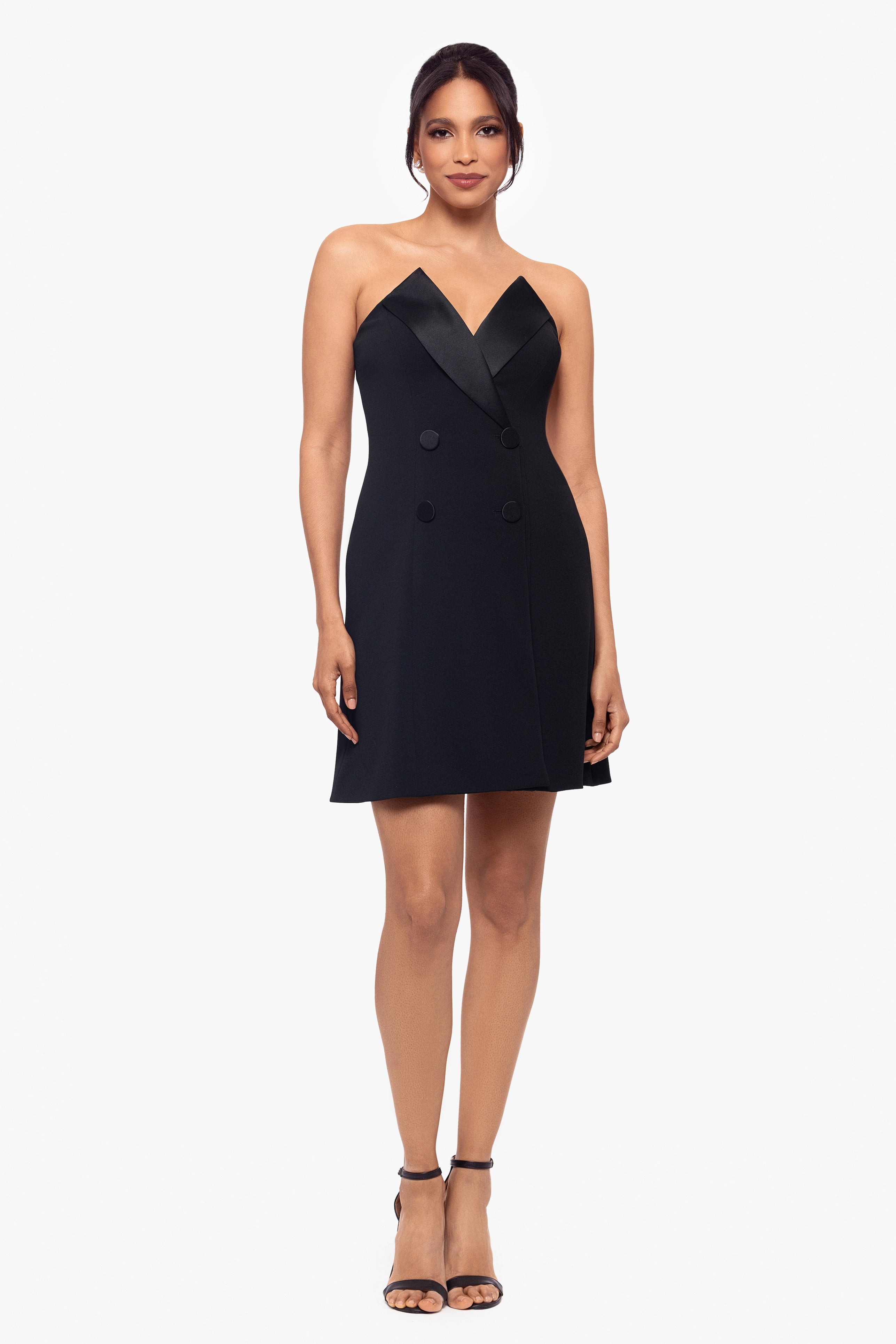 "Vyolet" Short Scuba Crepe Tuxedo Dress