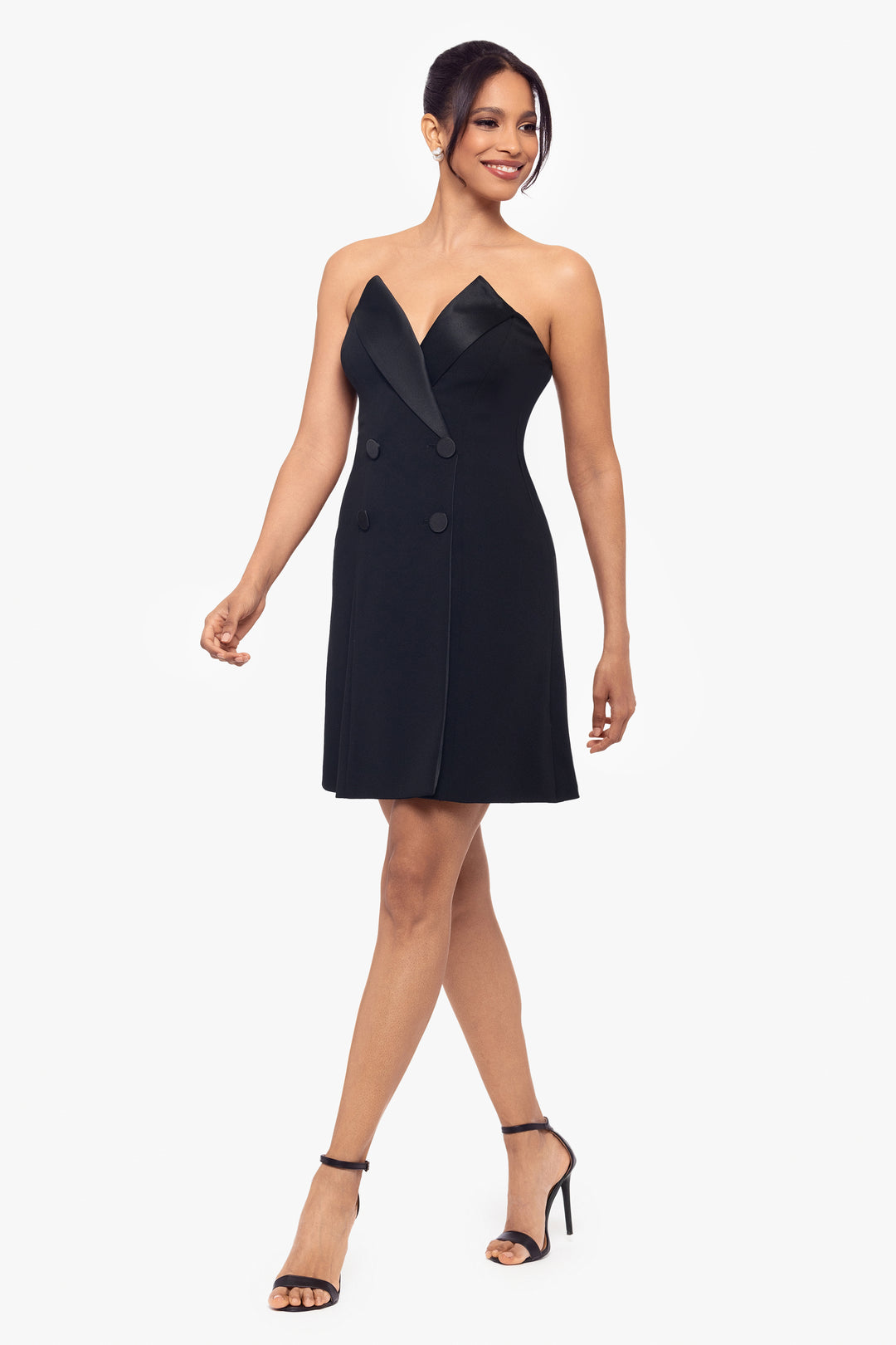 "Vyolet" Short Scuba Crepe Tuxedo Dress