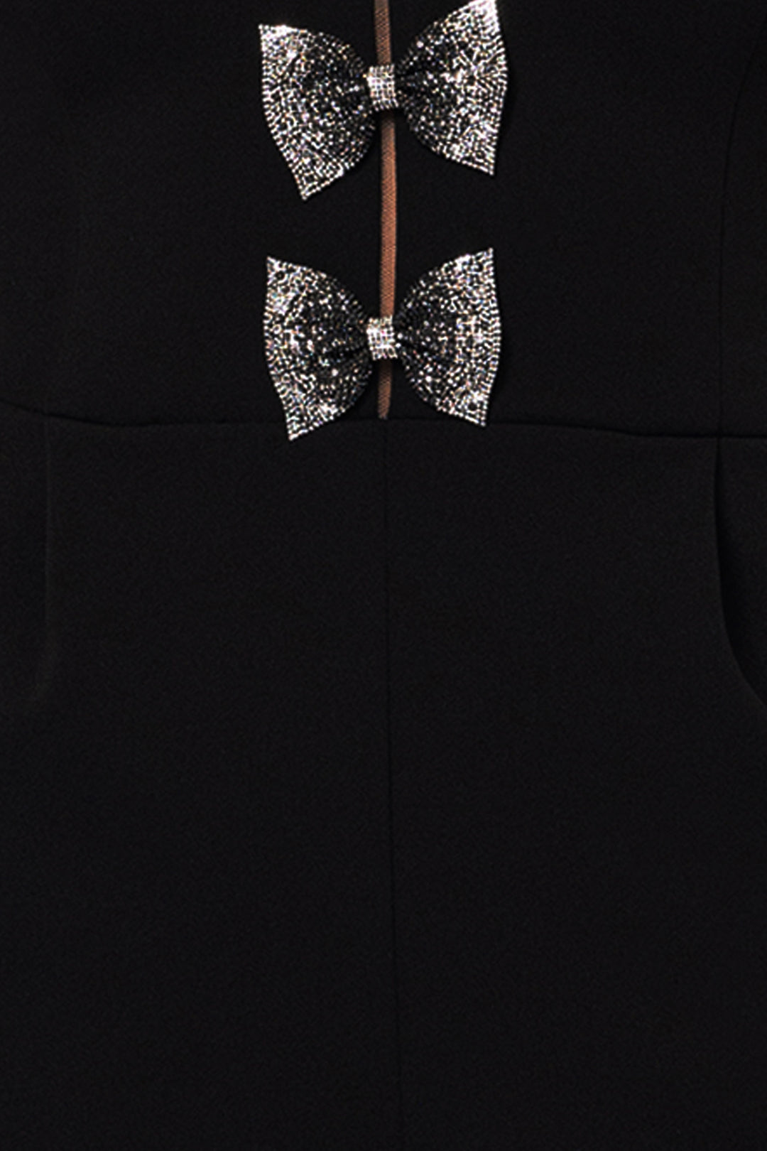 "Melinda" Long Scuba Crepe Embellished Bow Jumpsuit