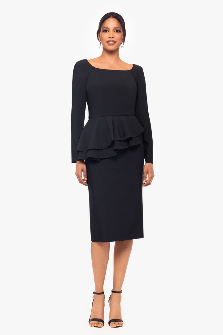 "Eileen" Short Asymmetrical Peplum Long Sleeve Dress