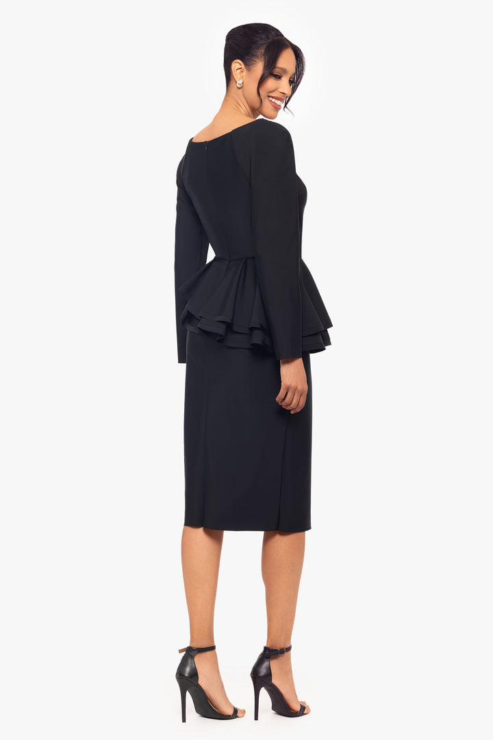 "Eileen" Short Asymmetrical Peplum Long Sleeve Dress