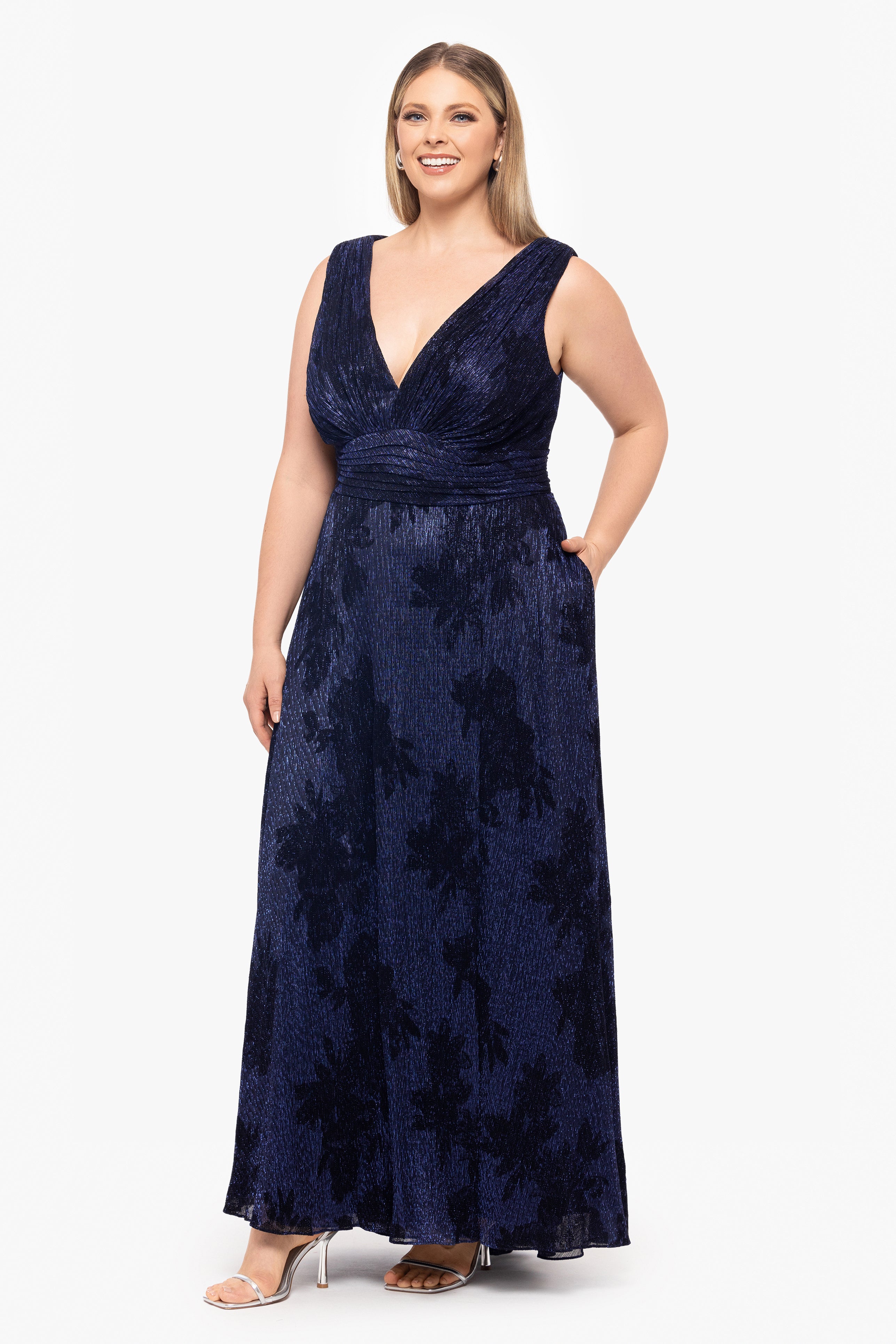 Plus "Bliss" Long Crinkle Galaxy Flowy Dress