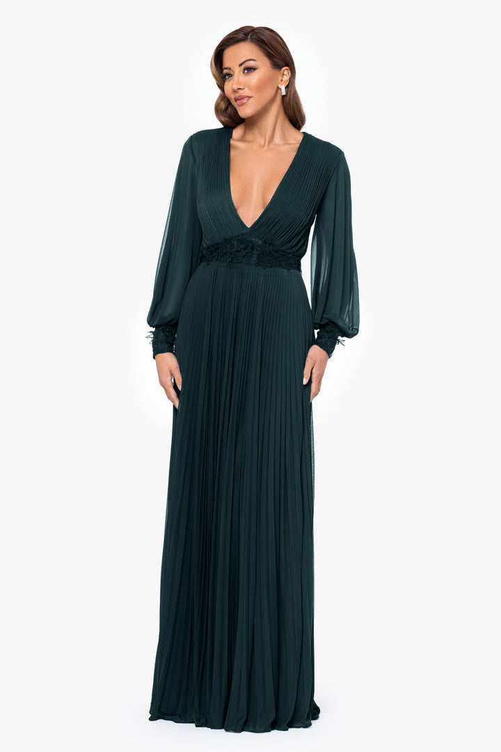 "Julie" Long Power Mesh Sequin Waist Long Sleeve Dress