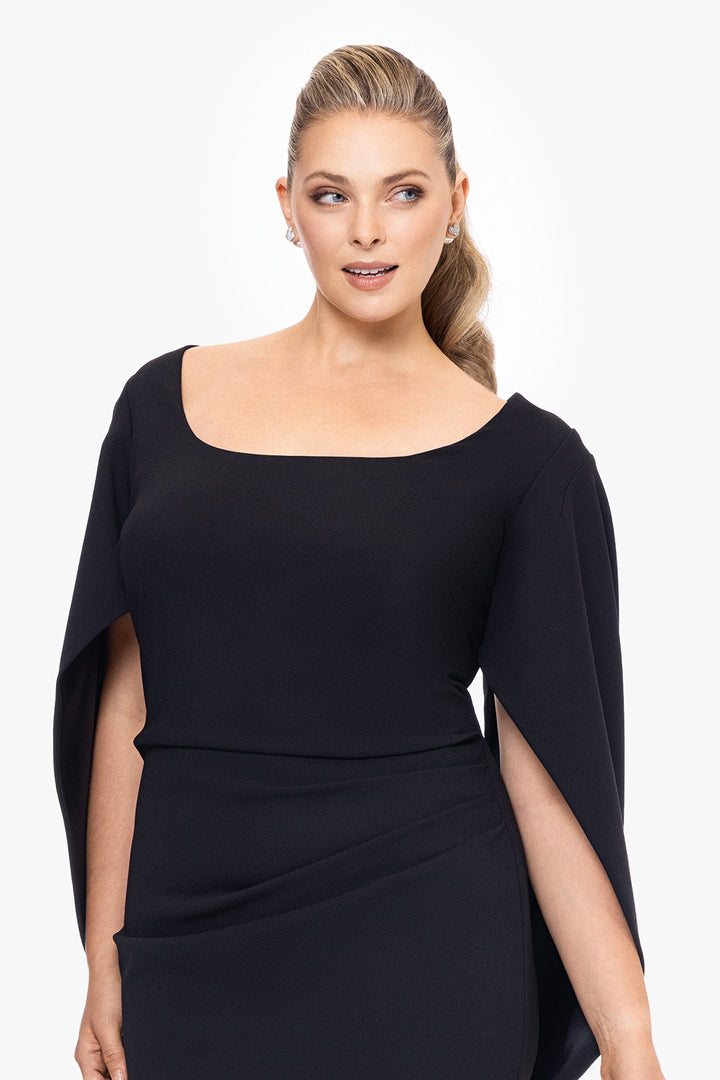 Plus "Jamie" Short Scuba Crepe Cape Back Dress