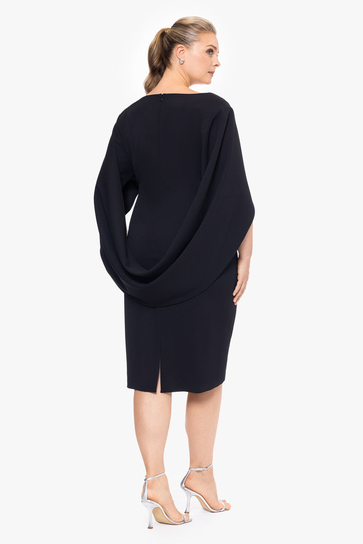 Plus "Jamie" Short Scuba Crepe Cape Back Dress