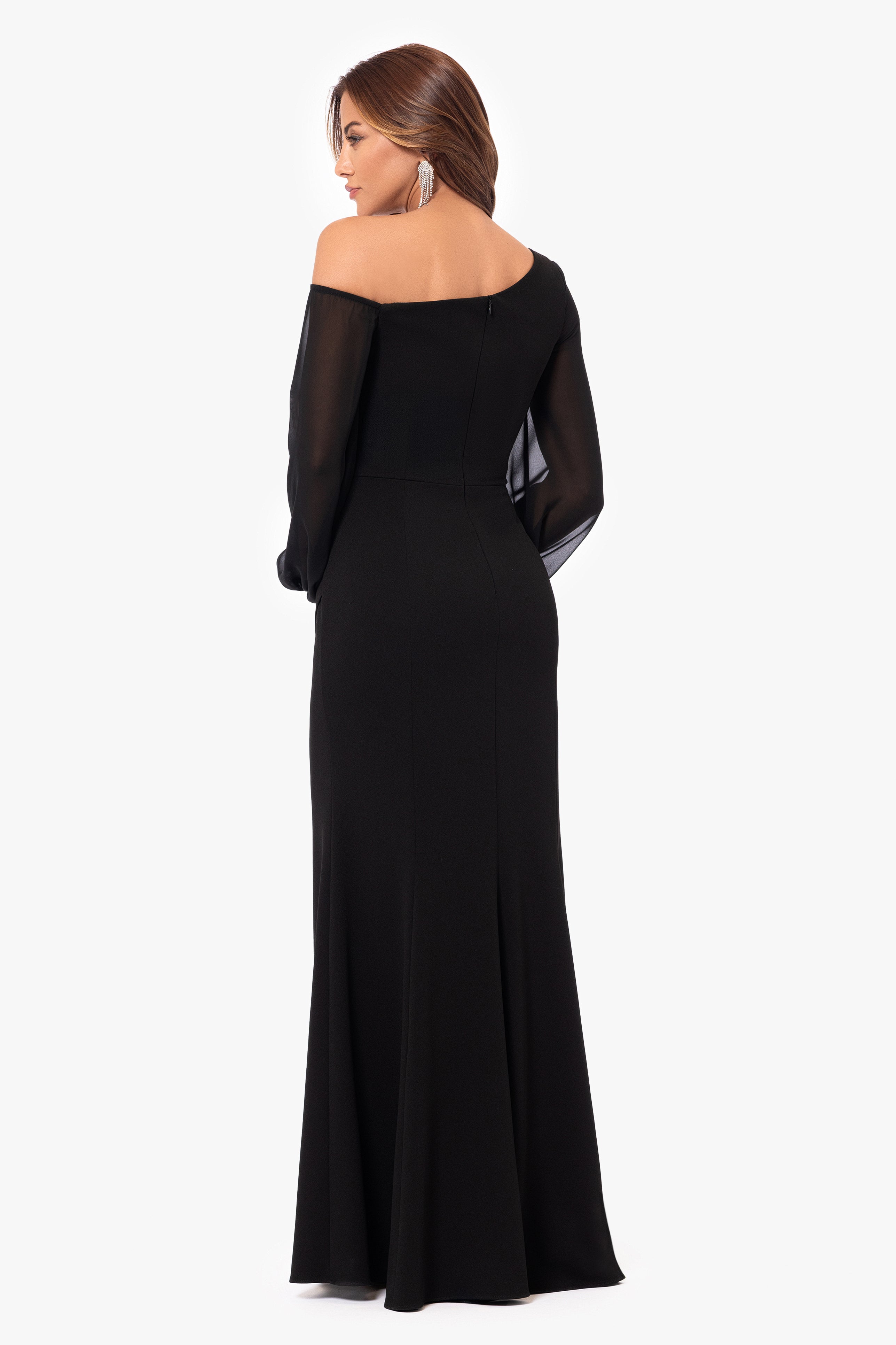 "Donna" Long Off the Shoulder Illusion Sleeve Dress