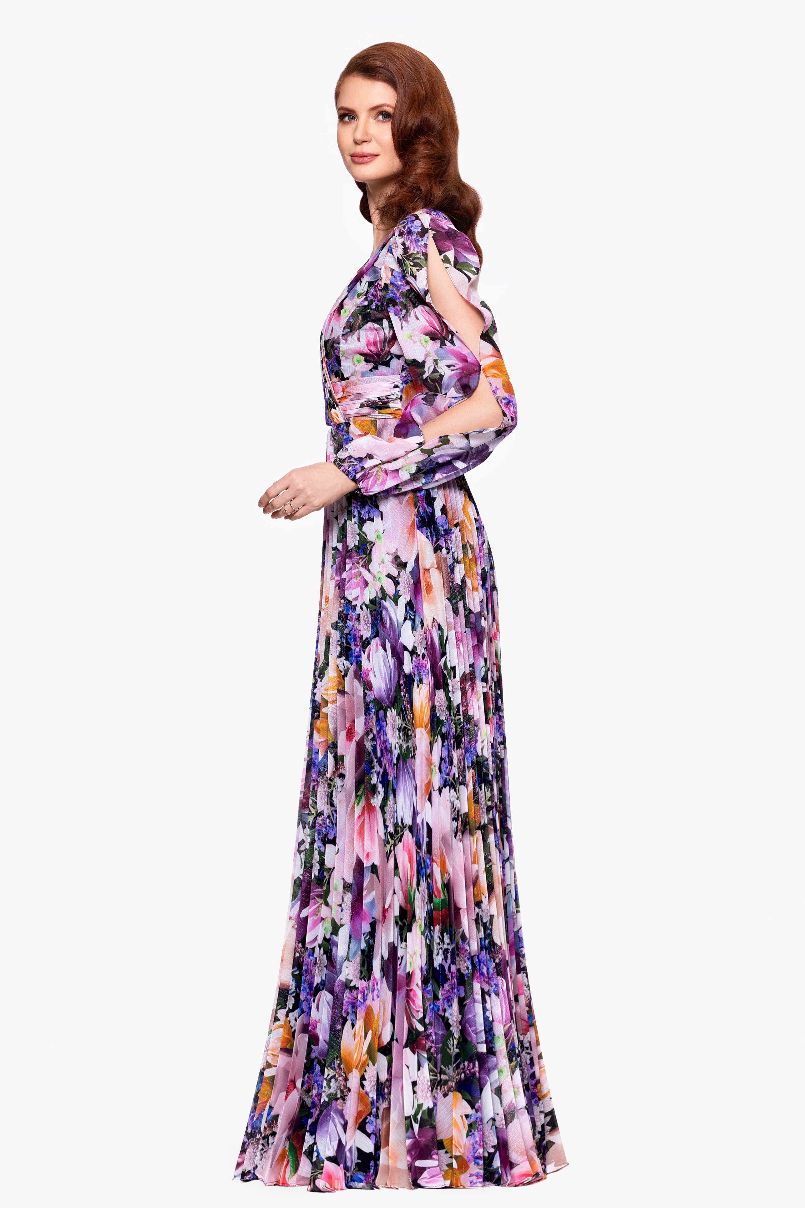 "Sammy" Chiffon Long Sleeve Floor Length Dress