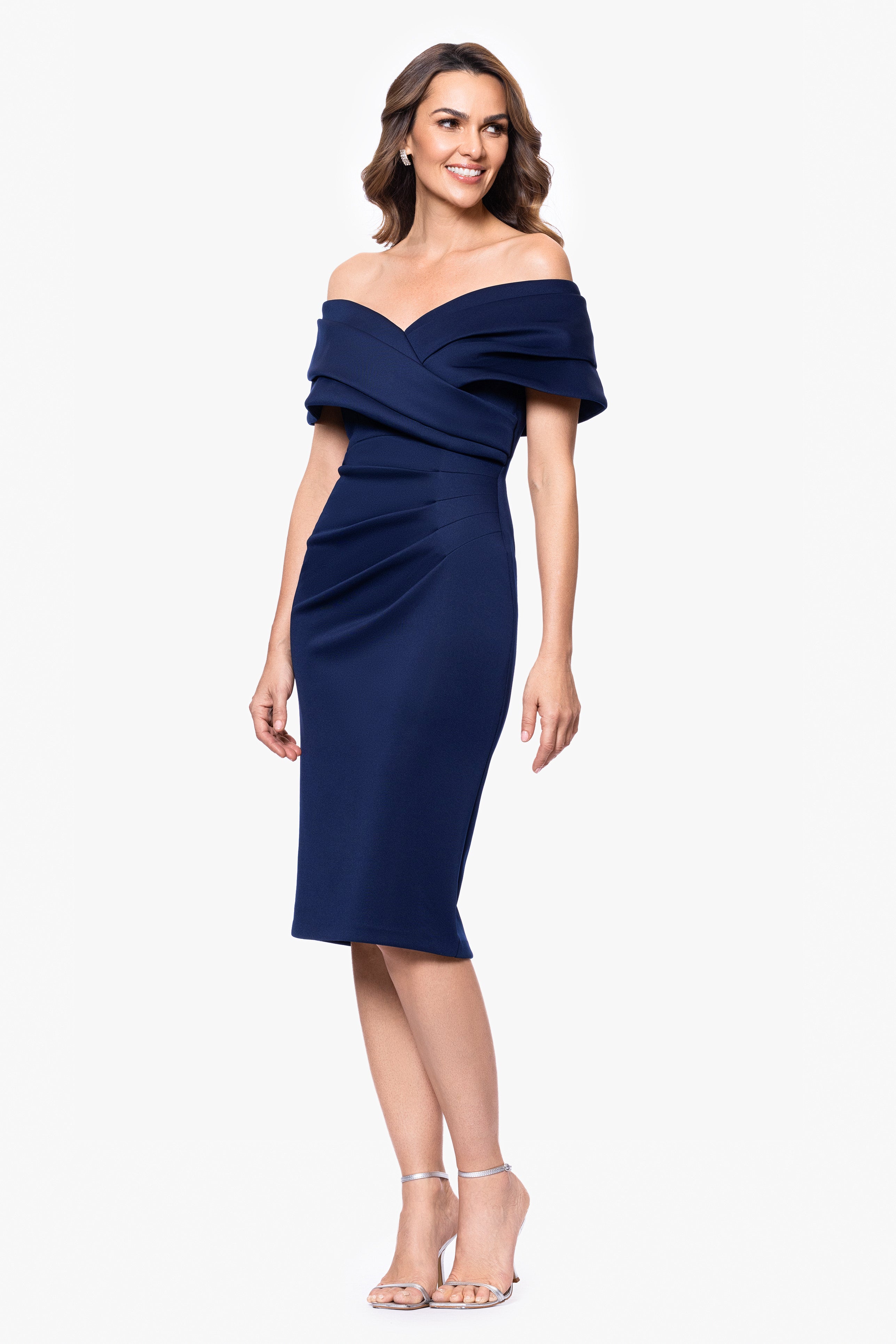 "Sue" Techno Scuba V-Neck Knee Length Dress