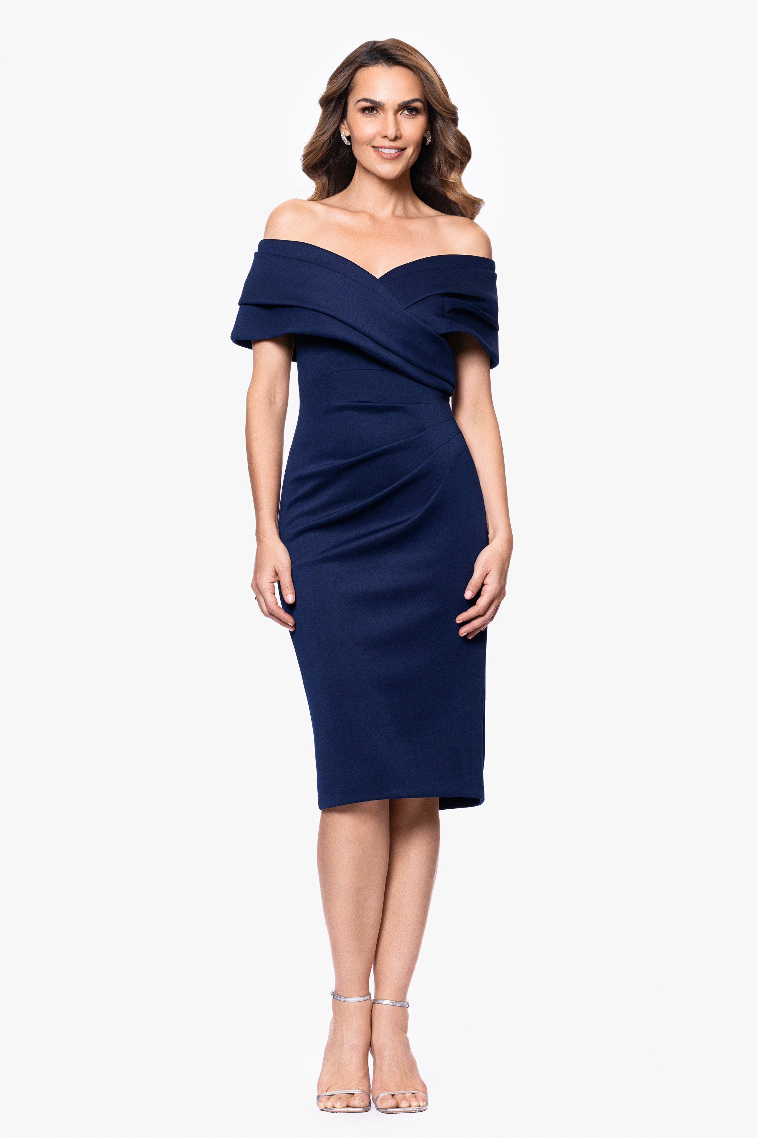 "Sue" Techno Scuba V-Neck Knee Length Dress