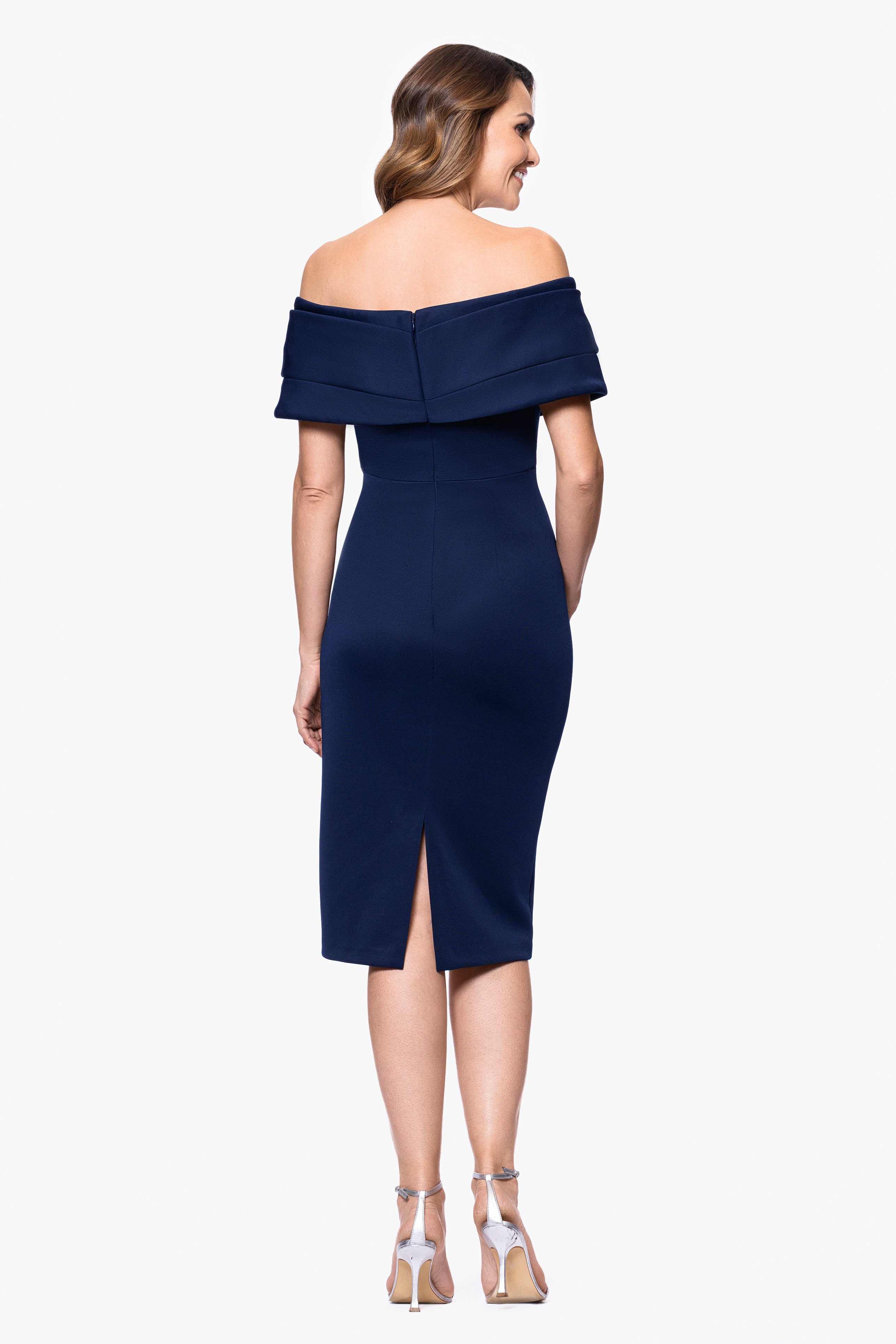 "Sue" Techno Scuba V-Neck Knee Length Dress