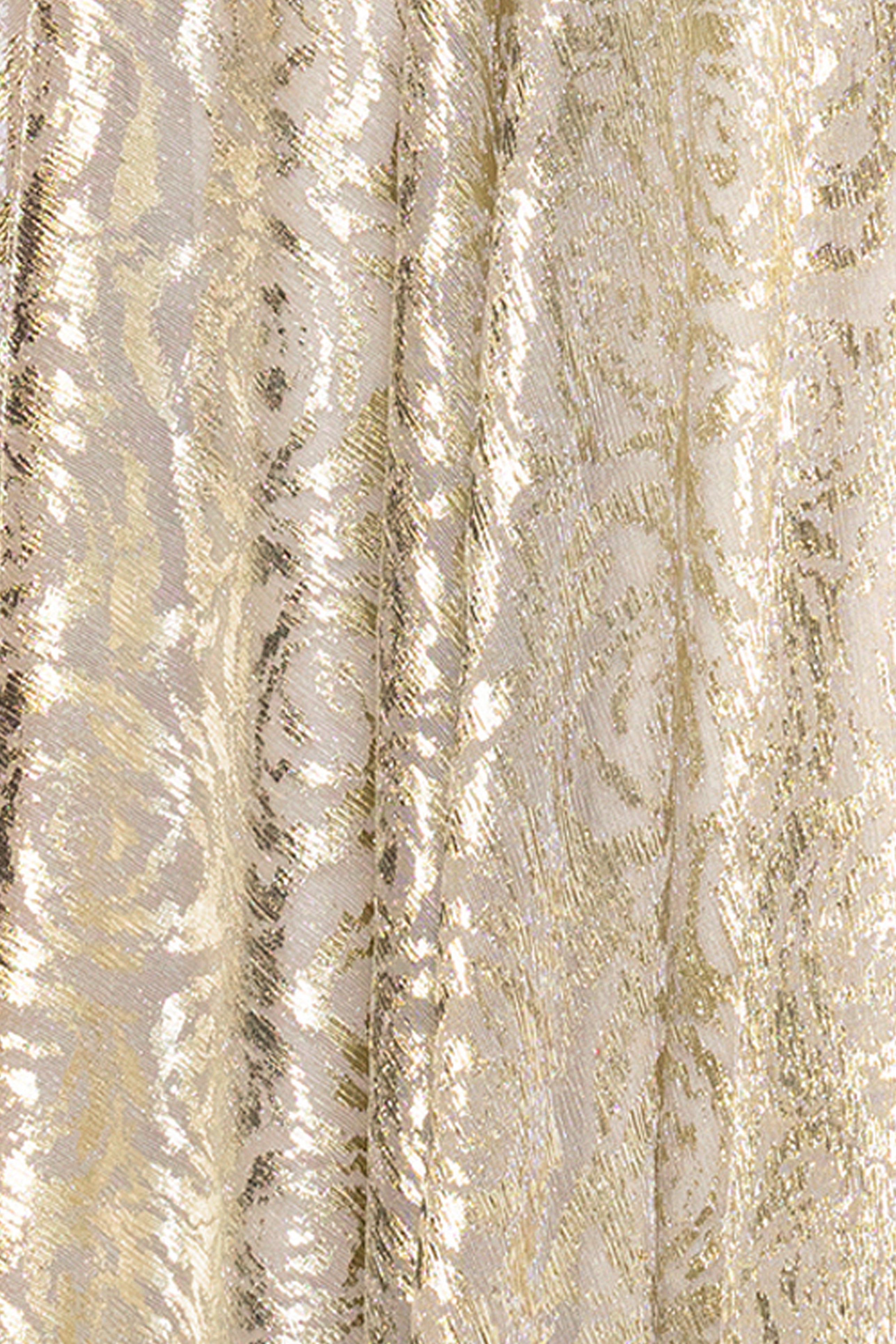 "Mariah" Metallic Foil Knit One Shoulder Floor Length Dress