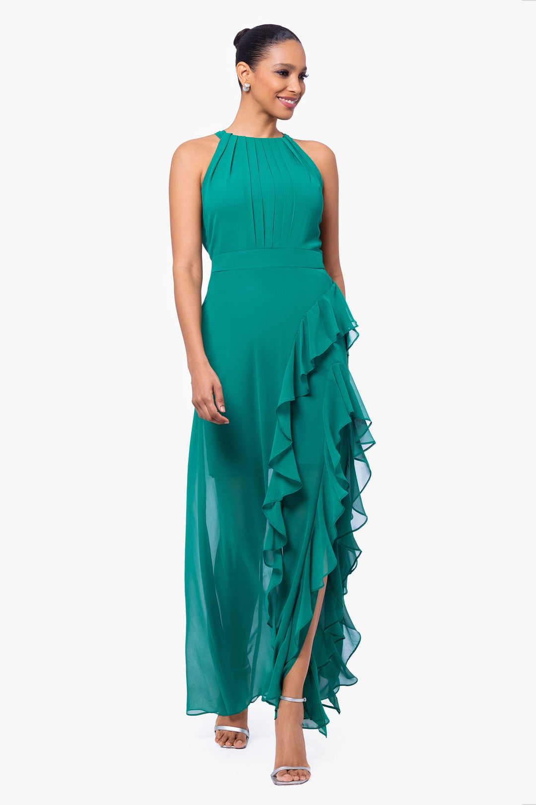 "Helen" Long Chiffon Halter Neck Dress