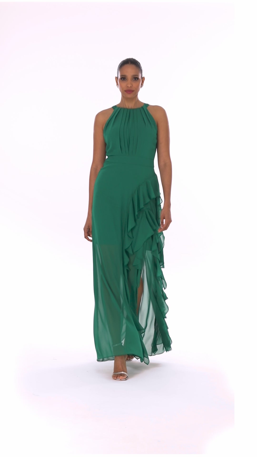 "Helen" Long Chiffon Halter Neck Dress