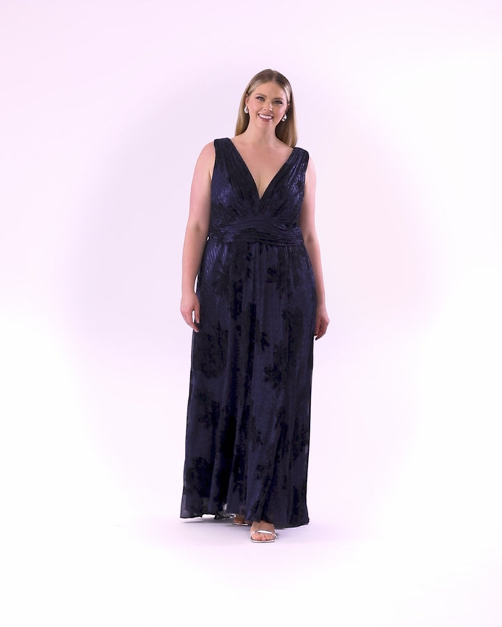 Plus "Bliss" Long Crinkle Galaxy Flowy Dress