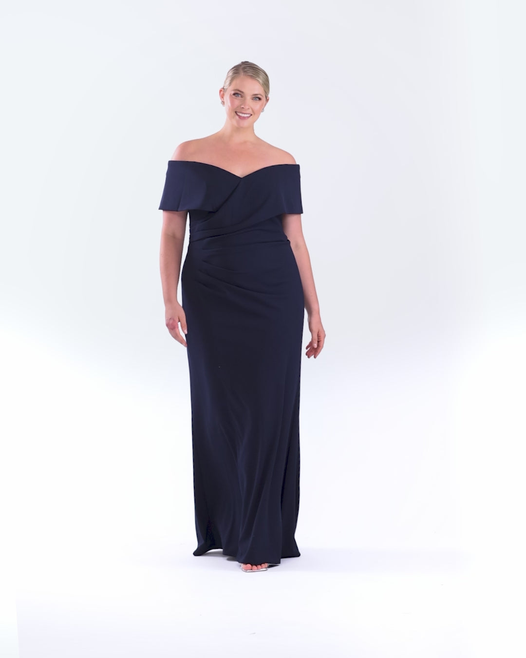 Plus "Tanya" Long Off the Shoulder Gown