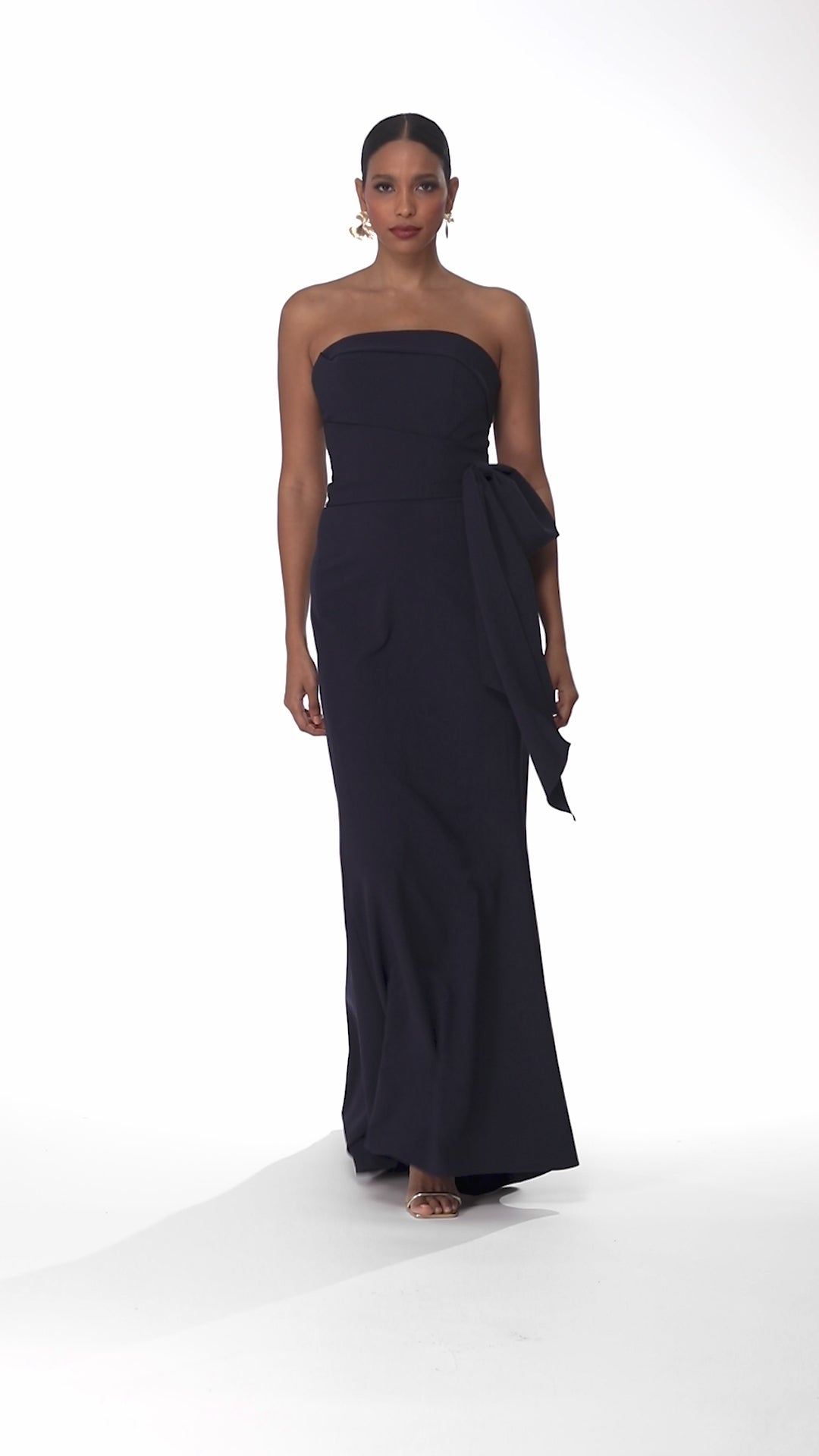 "Kayden" Long Scuba Strapless Bow Dress