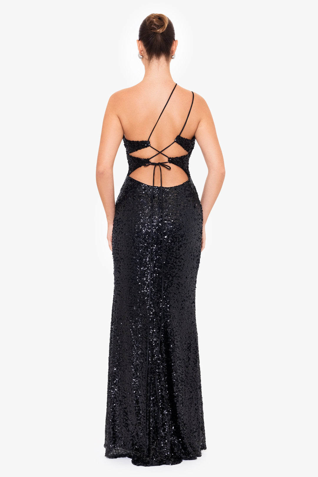 "Juliana" Long Cut Out Sequin Tie Back dress