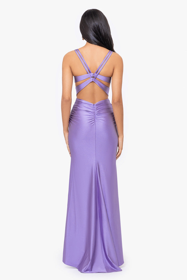 "Krysta" Long Power Sateen Double Cross Back Dress