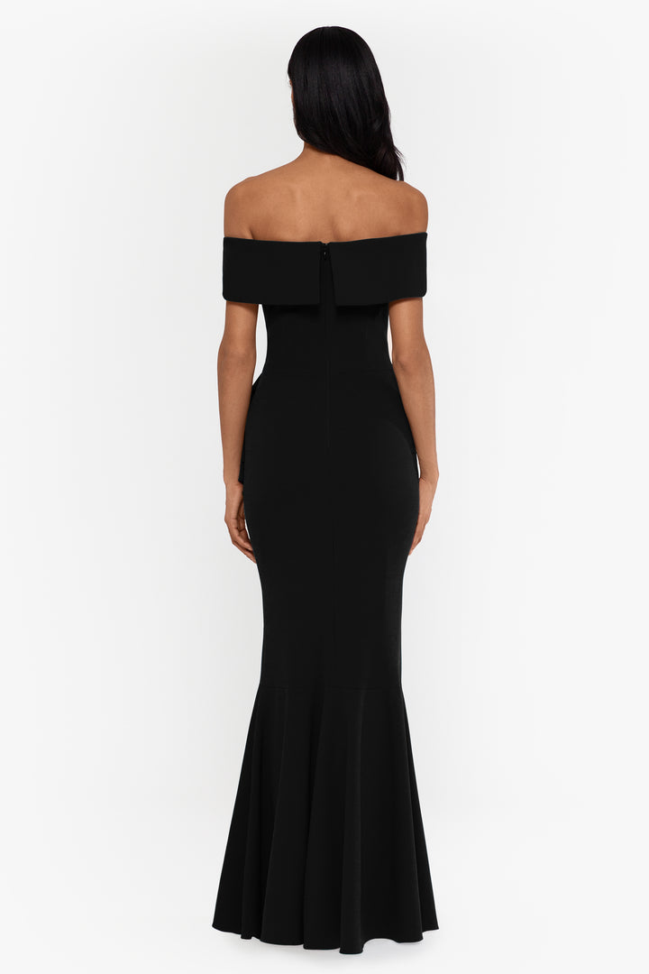 "Carina" Long Off the Shoulder Ruffle Dress - Betsy & Adam