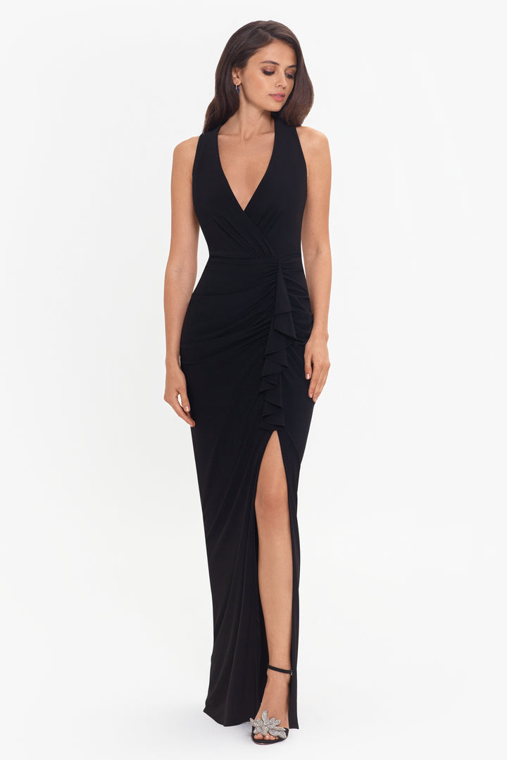 "Bobbi" Ruffled V-Neck Gown - Betsy & Adam