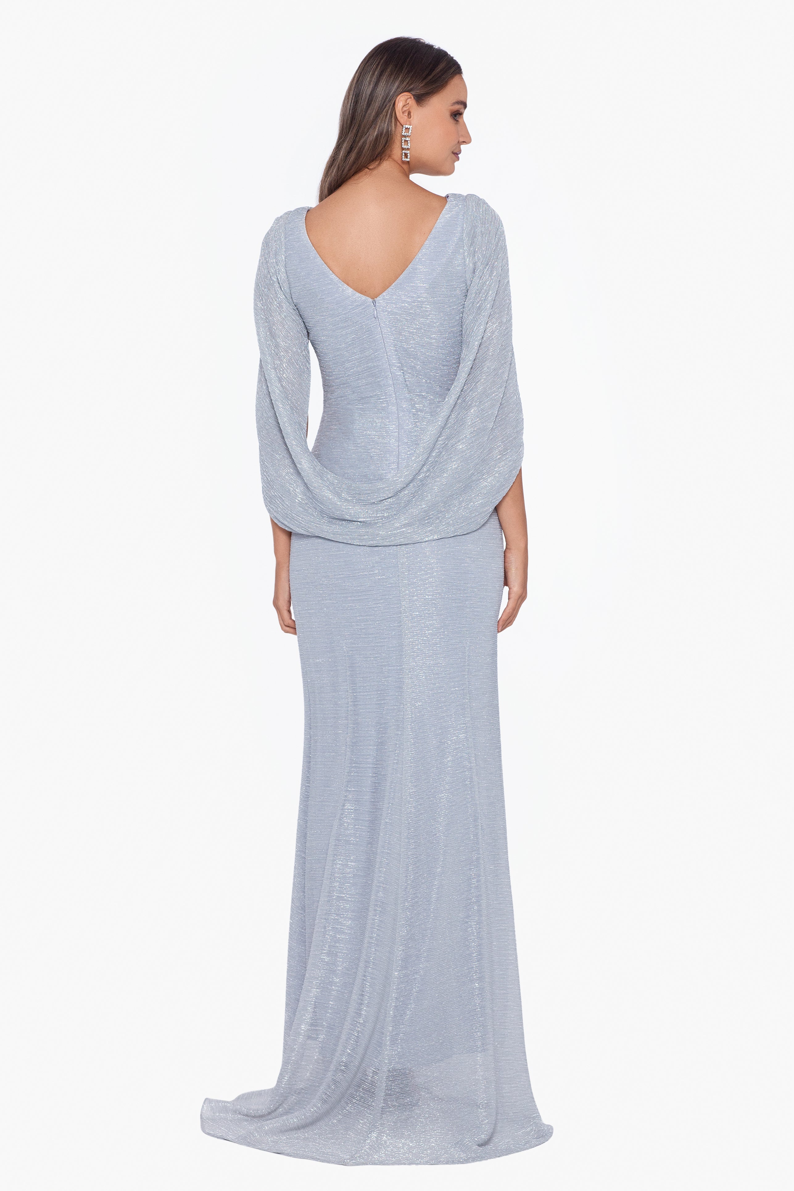 "Celine" Boat Neck Crinkle Gown