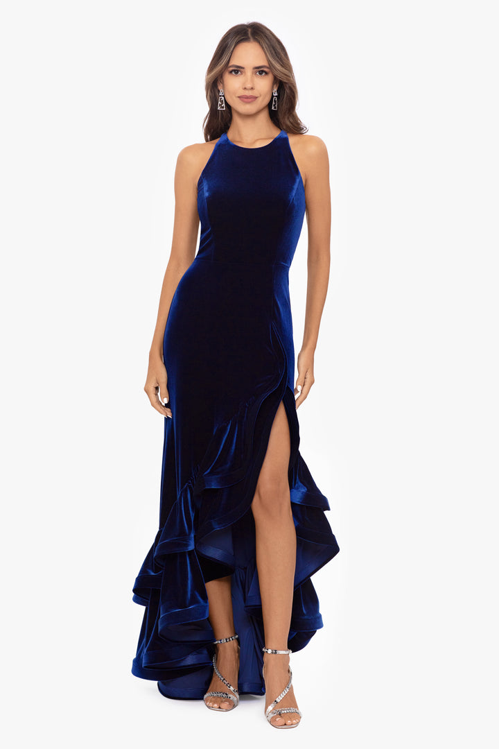 "Brandi" Ruffle Tier Velvet Dress