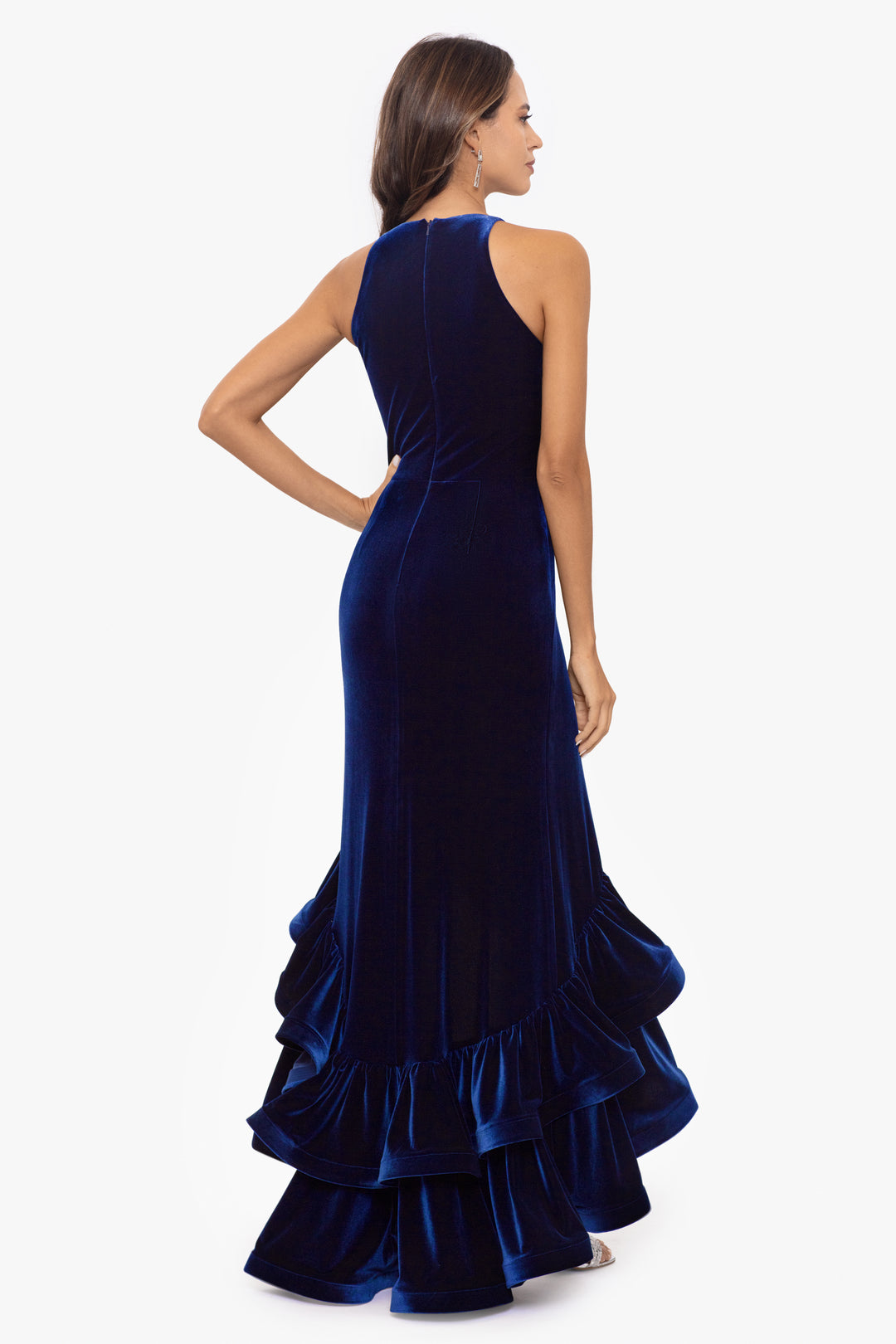 "Brandi" Ruffle Tier Velvet Dress