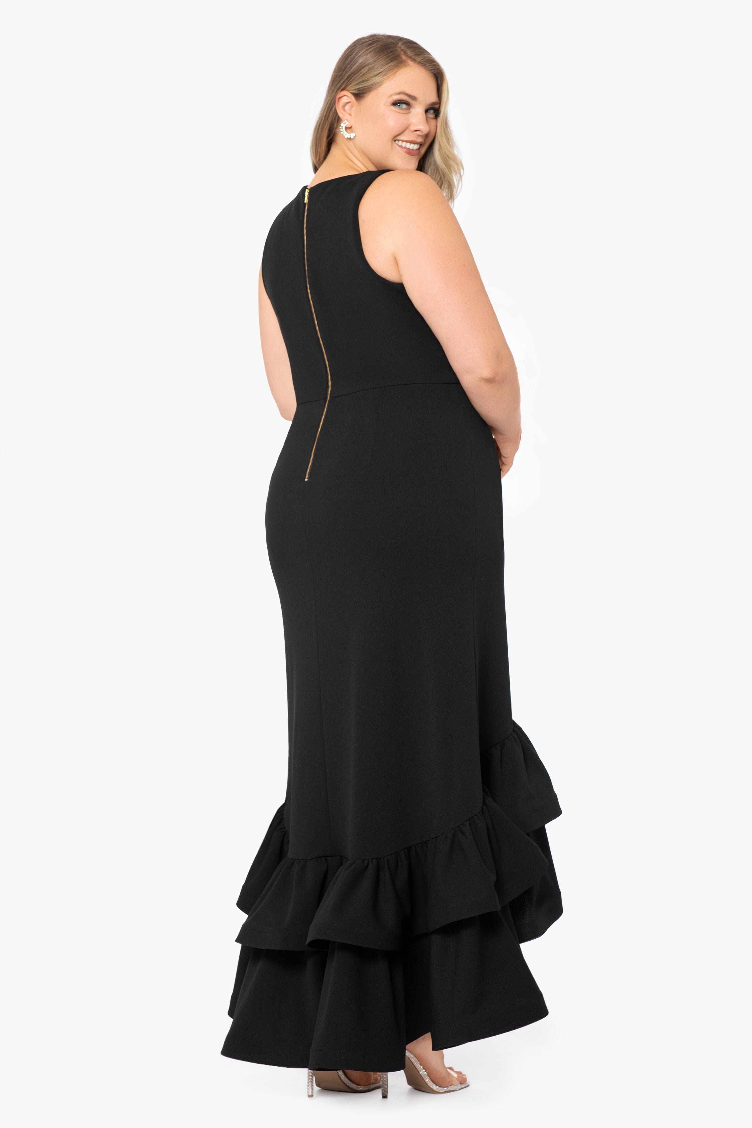 Plus "Mae" V-Neck Scuba Crepe Dress