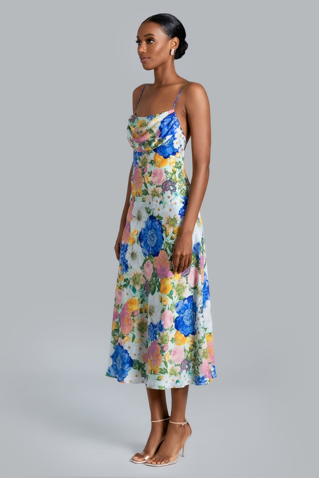 GHRAIL "Mason" Printed Satin Midi